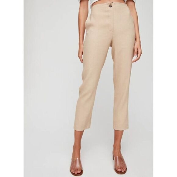  Aritzia Wilfred Cherice Black Linen Blend Trouser - Picture 1 of 7